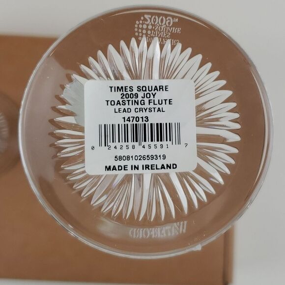 WATERFORD Crystal Times Square 2009 Joy Champagne  Flutes Set of 2 - Picture 6 of 9